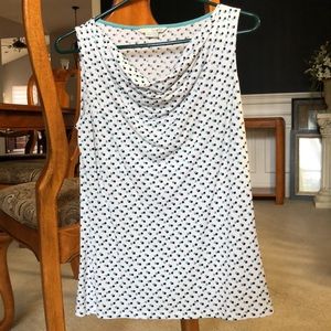 BODEN- White Top with Blue & Green Polka Dots